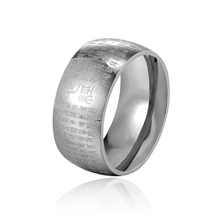 Buddhist Heart Sutra Ring - Silvery / 11
