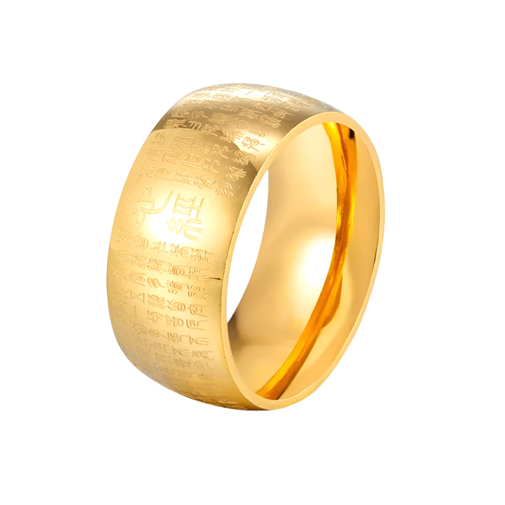 Buddhist Heart Sutra Ring - Gold / 9