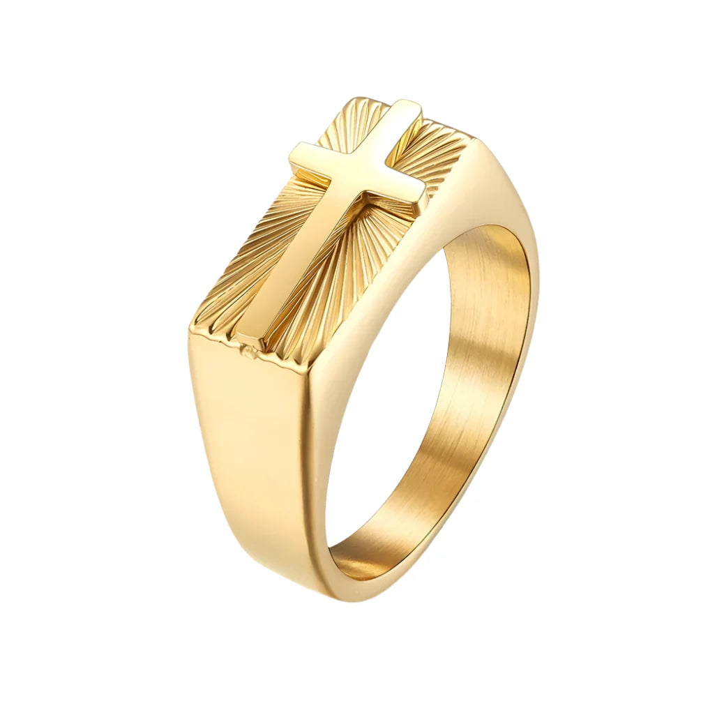 Cross Signet Ring - GOLD / 9
