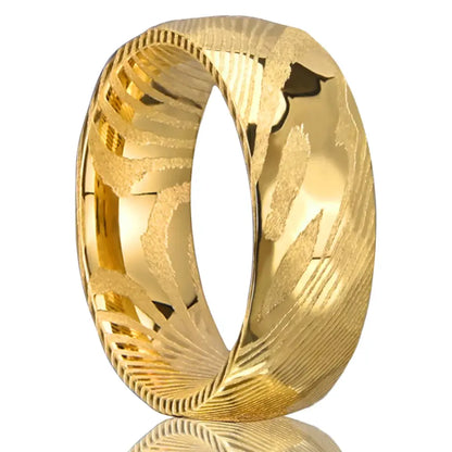 Damascus Gold Wedding Ring - Gold / 12 - rings
