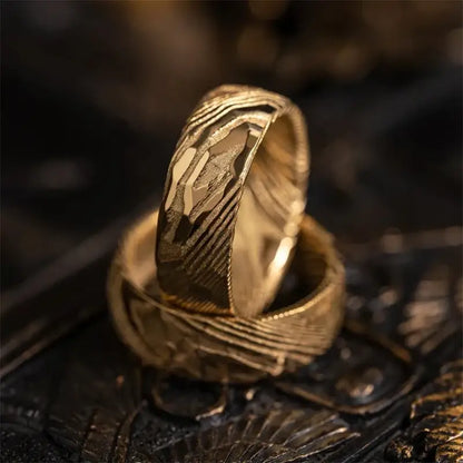 Damascus Gold Wedding Ring - rings
