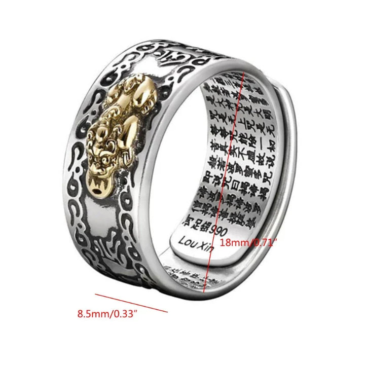 Feng Shui Mantra Ring - silver