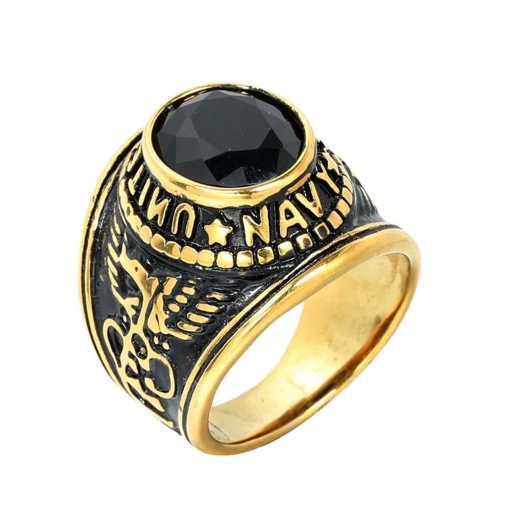 Gemstone Signet Ring - 11 / black