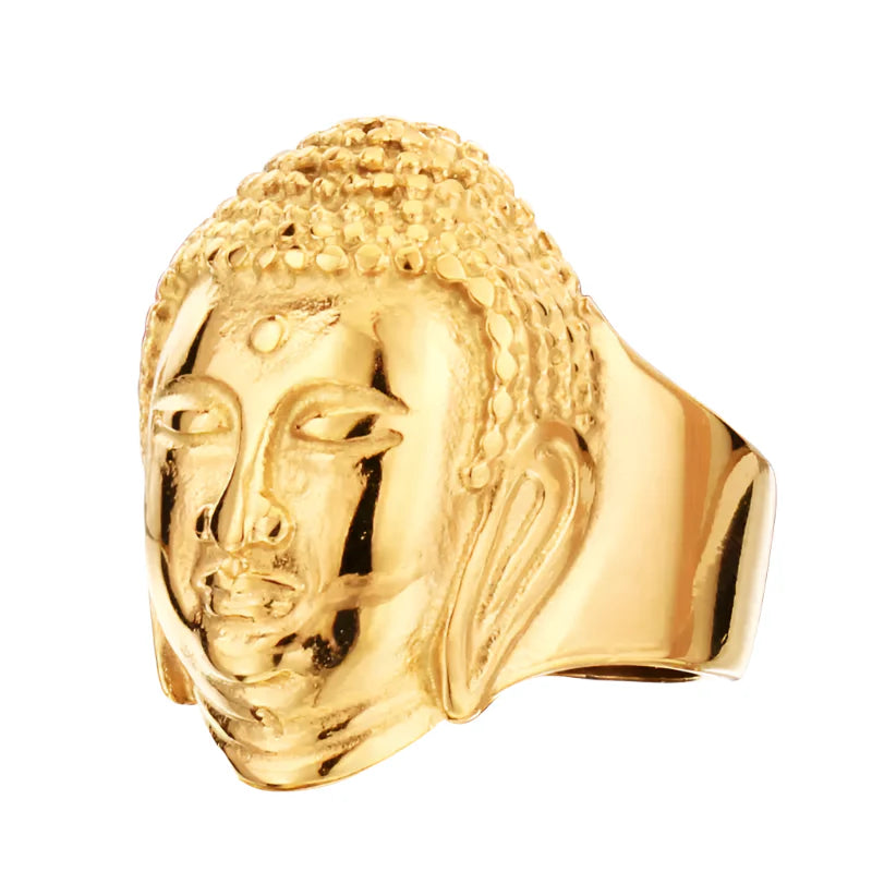 Gold Buddha Ring - gold color / 7