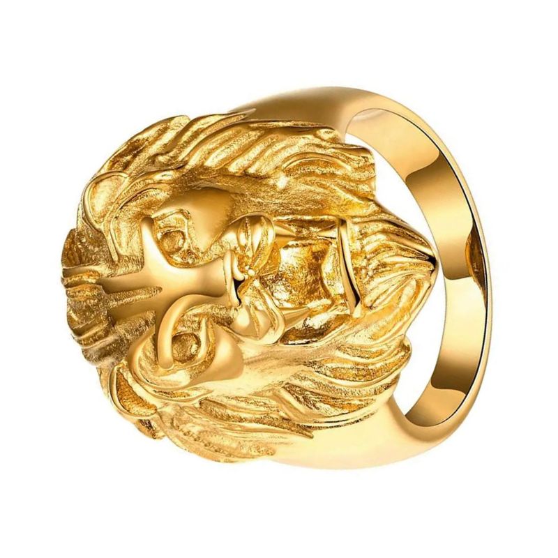 Gold Lion Head Ring