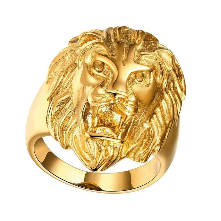 Gold Lion Head Ring