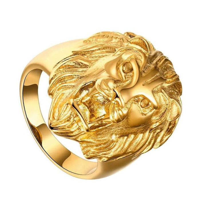 Gold Lion Head Ring
