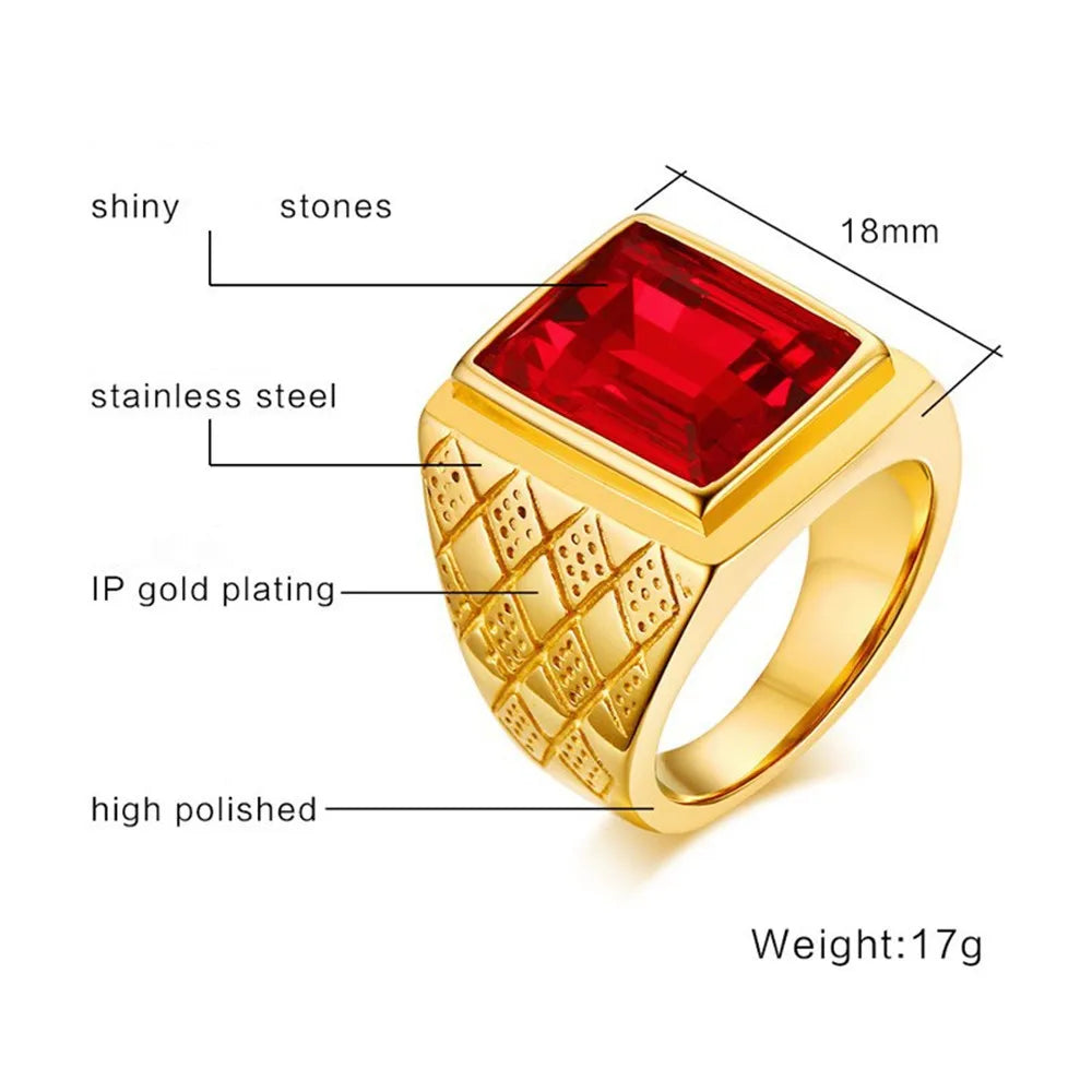 Gold Ring with Red Stone