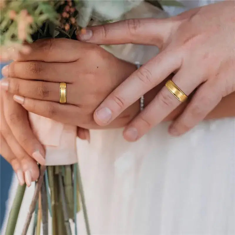 Gold Tungsten Wedding Ring - rings