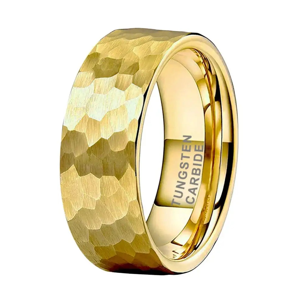 Hammered Gold Tungsten Ring - rings