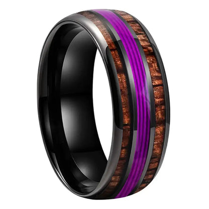 Hawaiian Koa Wood Tungsten Ring - Black / 8MM / 7.5 - rings