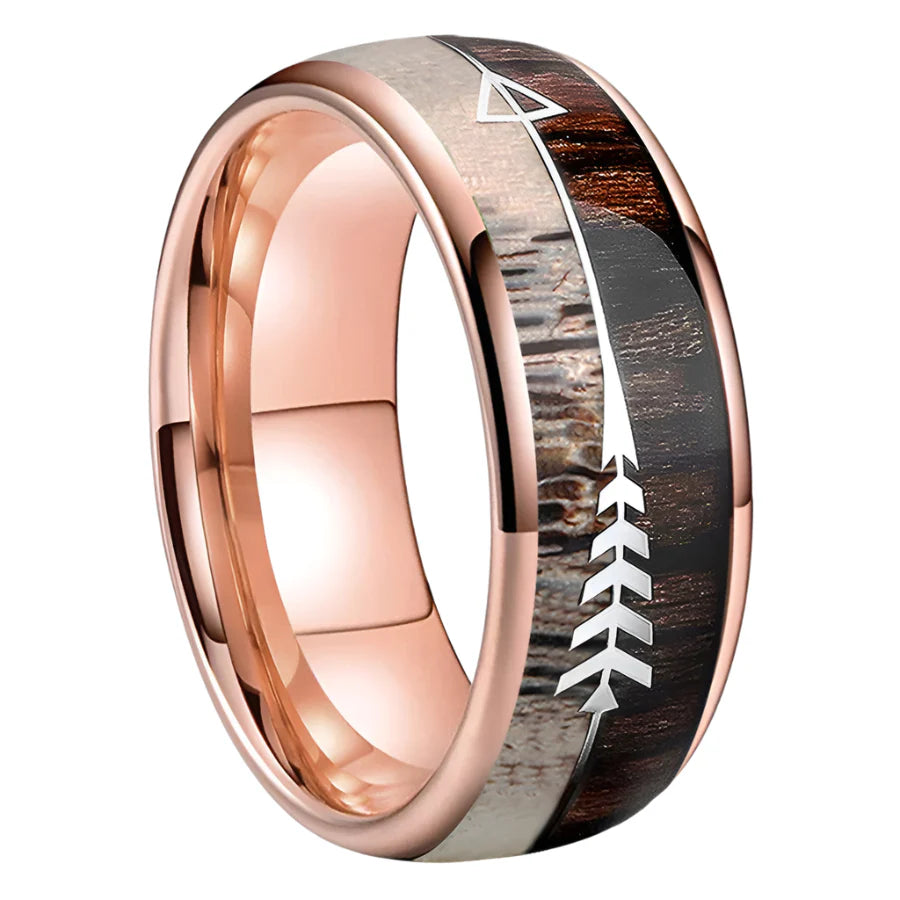 Koa Wood Ring - 8mm Rose Gold / 6