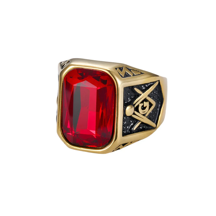 Masonic Ring Red Stone