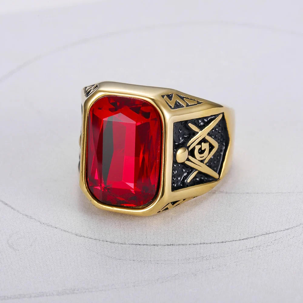 Masonic Ring Red Stone - Ring 1 / 9
