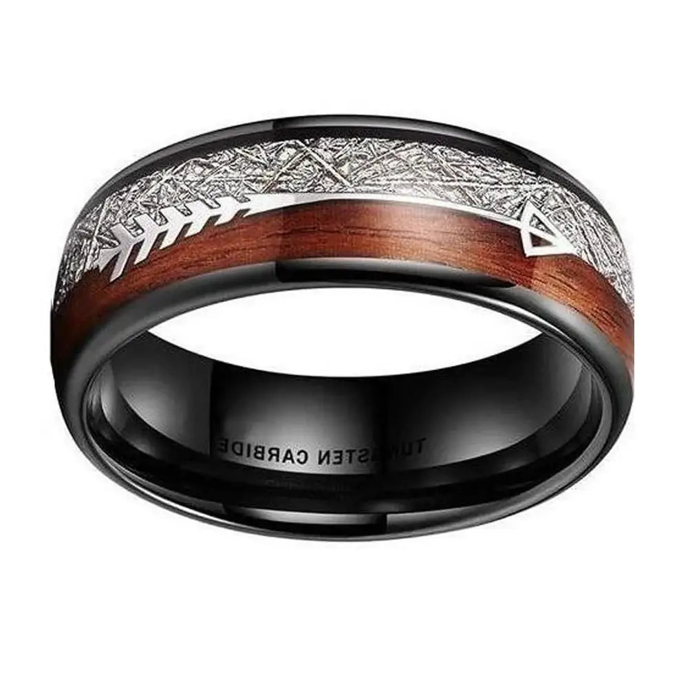 Meteorite Wood Ring - rings