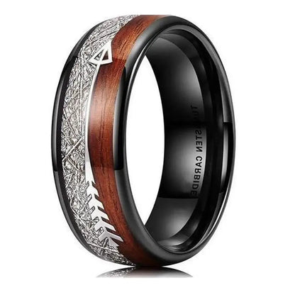 Meteorite Wood Ring - rings