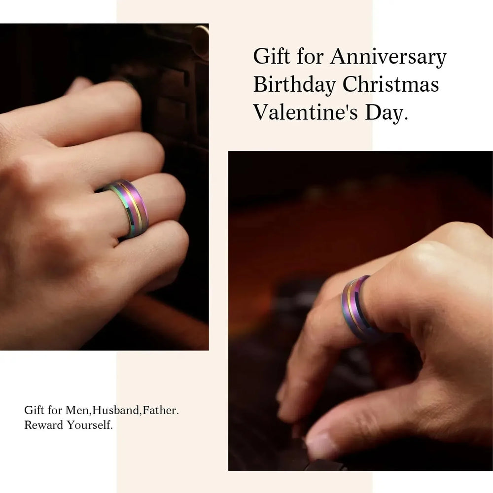 rainbow stainless steel ring