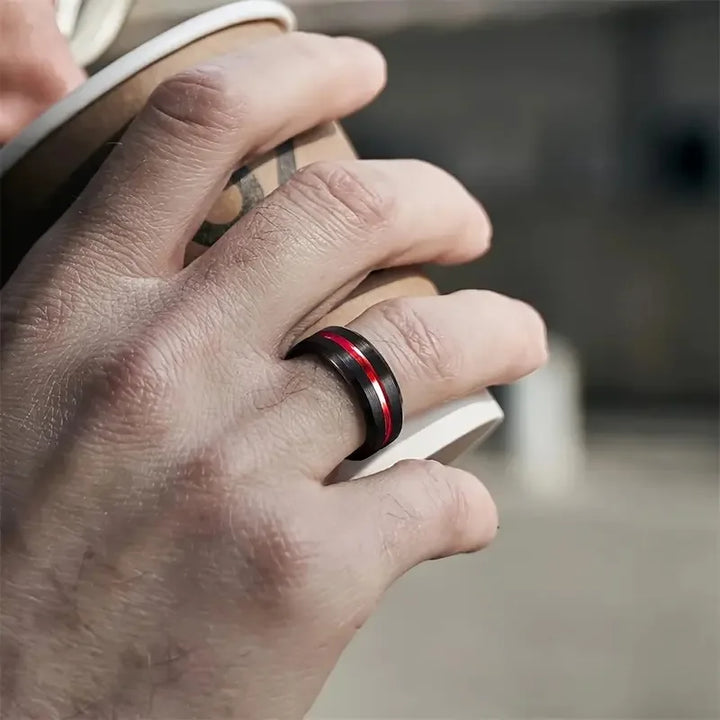 Red and Black Tungsten Ring