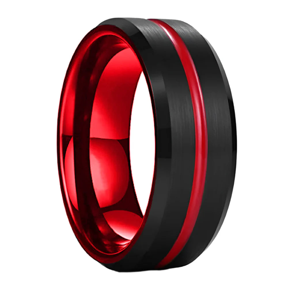 Red and Black Tungsten Ring - Style 2 / CHINA / 10