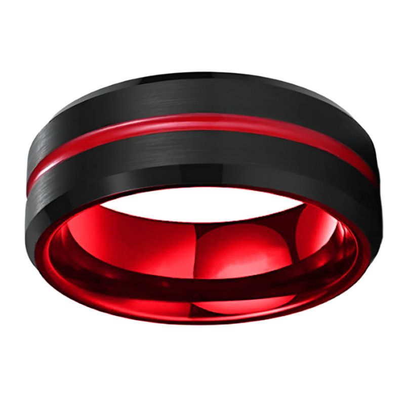 Red and Black Tungsten Ring