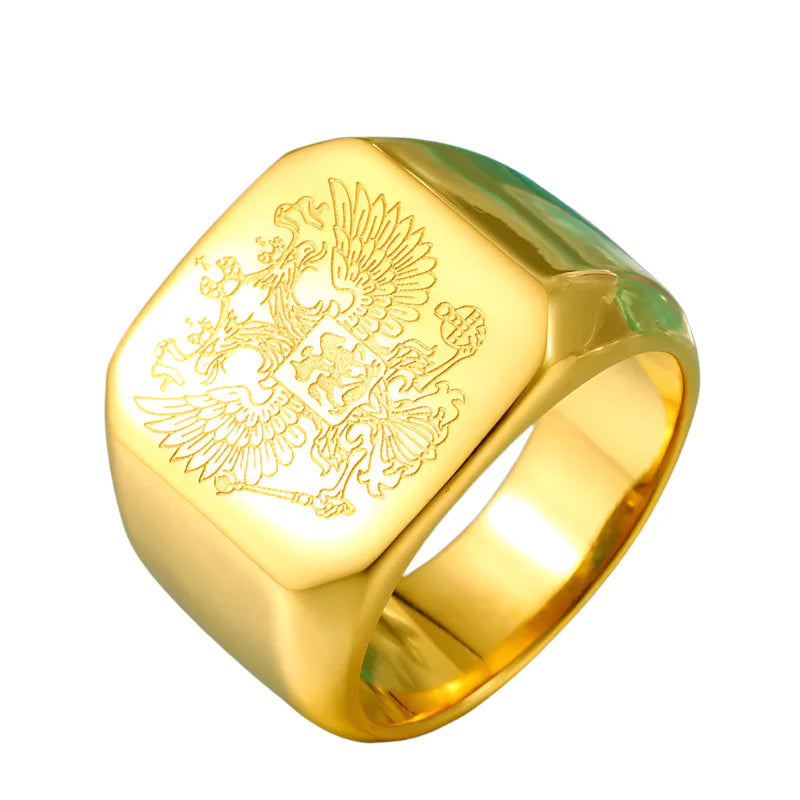 Russian Eagle Ring - Plated Gold / 9