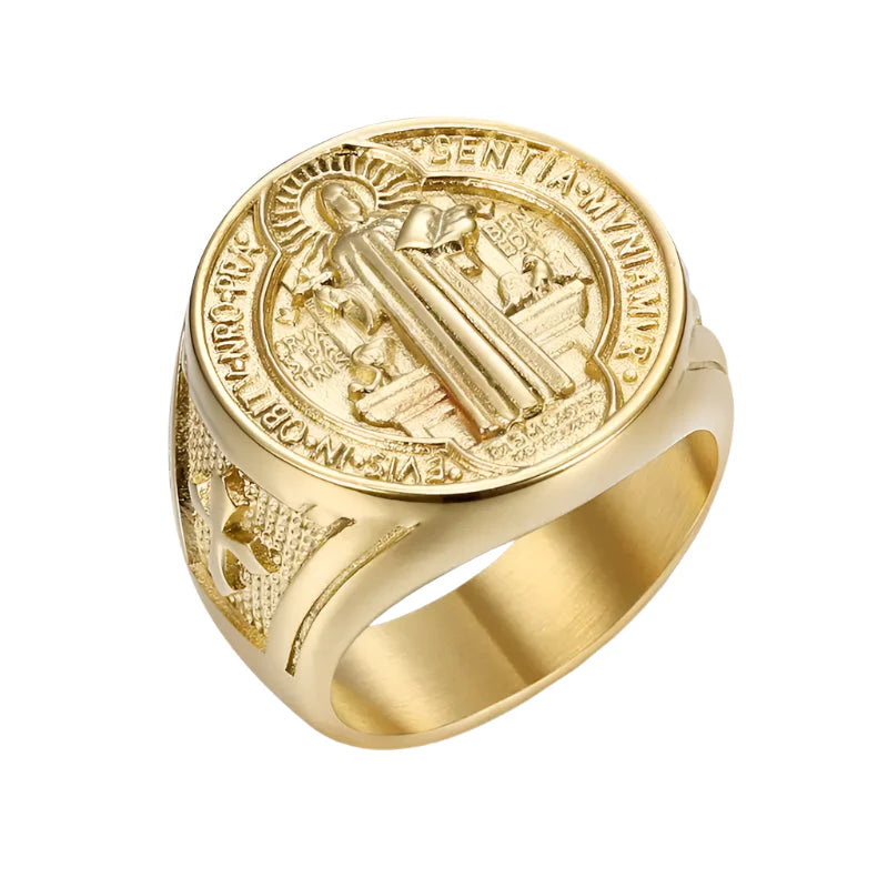 Saint Benedict Medal Ring - gold / 13