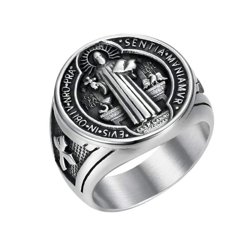 Saint Benedict Medal Ring - silver / 13