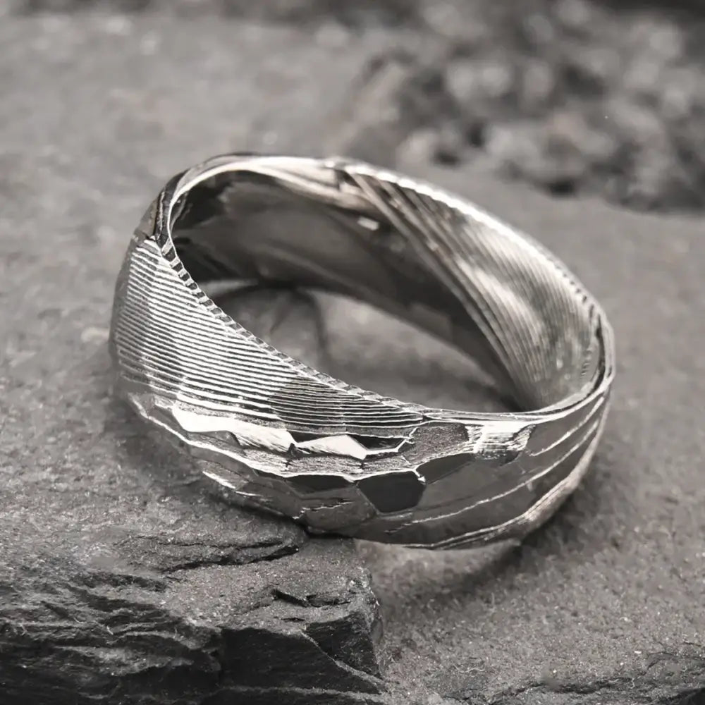 Silver Damascus Ring - rings