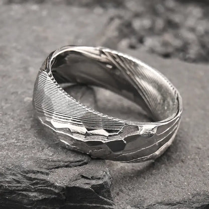 Silver Damascus Ring - rings