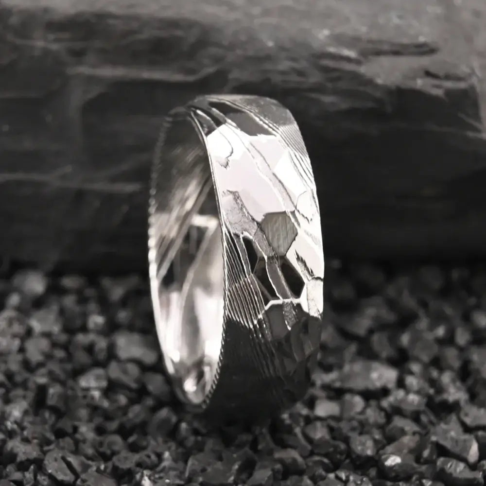 Silver Damascus Ring - rings