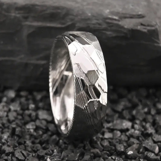 Silver Damascus Ring - rings