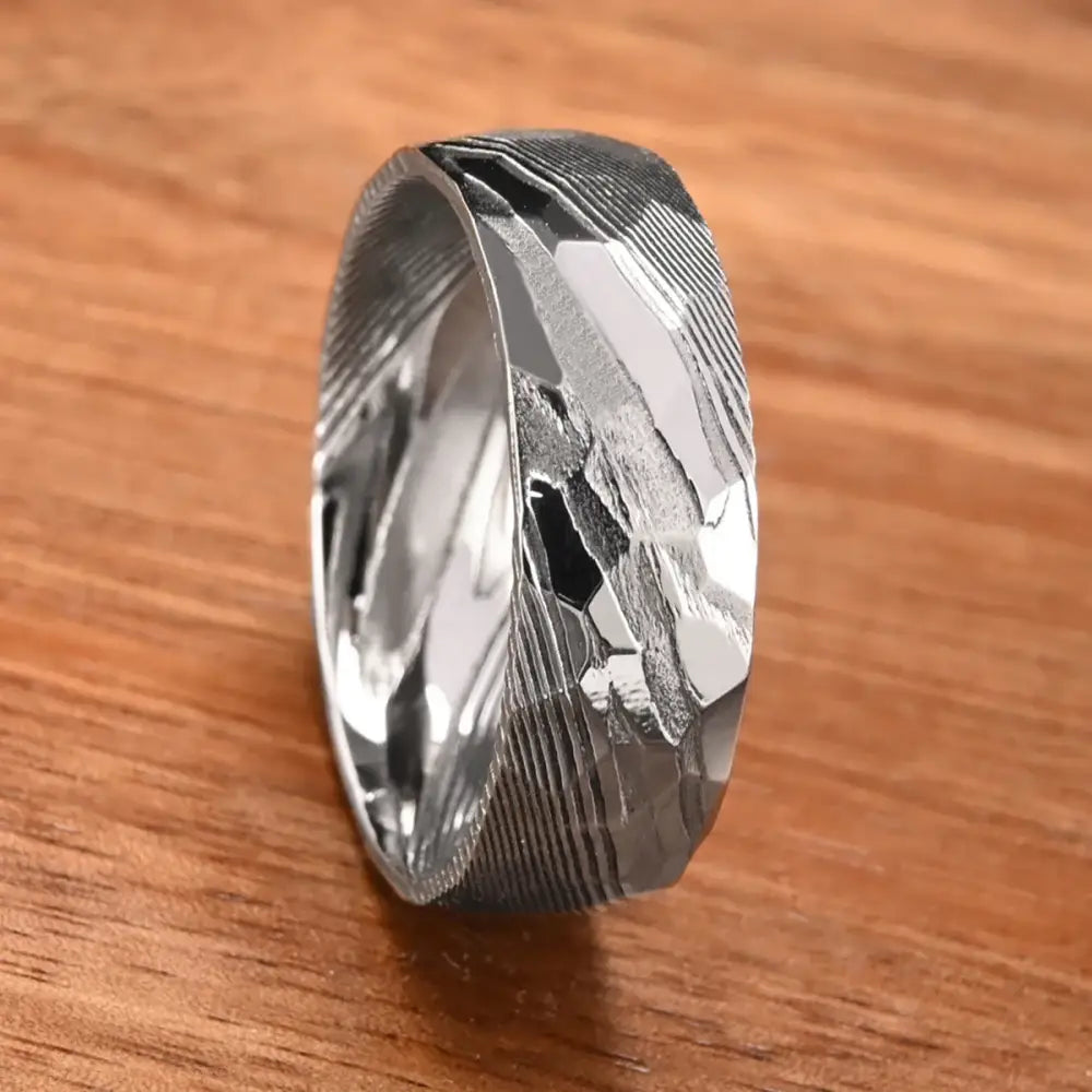Silver Damascus Ring - rings