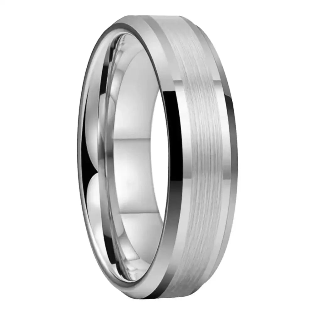 Silver Tungsten Carbide Ring - 6mm Silver / 7 - rings