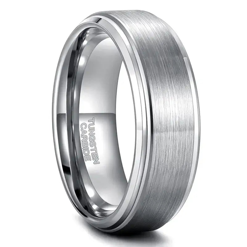 Silver Tungsten Engagement Ring for Her - 8mm / 12 - rings