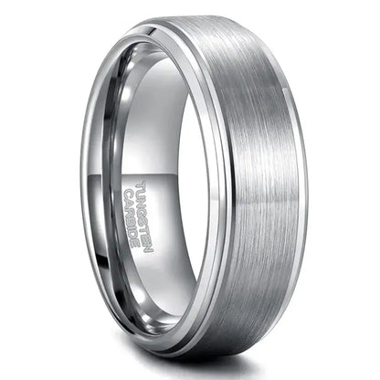 Silver Tungsten Engagement Ring for Her - 8mm / 12 - rings