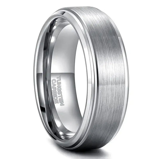 Silver Tungsten Engagement Ring for Her - 8mm / 12 - rings
