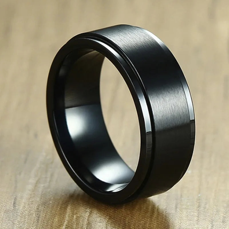 Spinner Ring Wedding Band - 8mm Black / 13