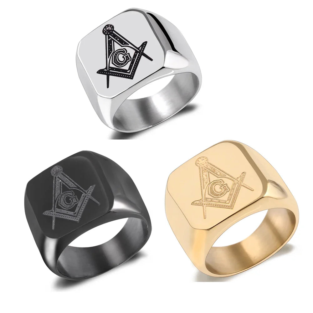 Stainless Steel Masonic Ring