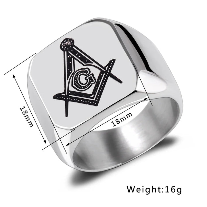 Stainless Steel Masonic Ring