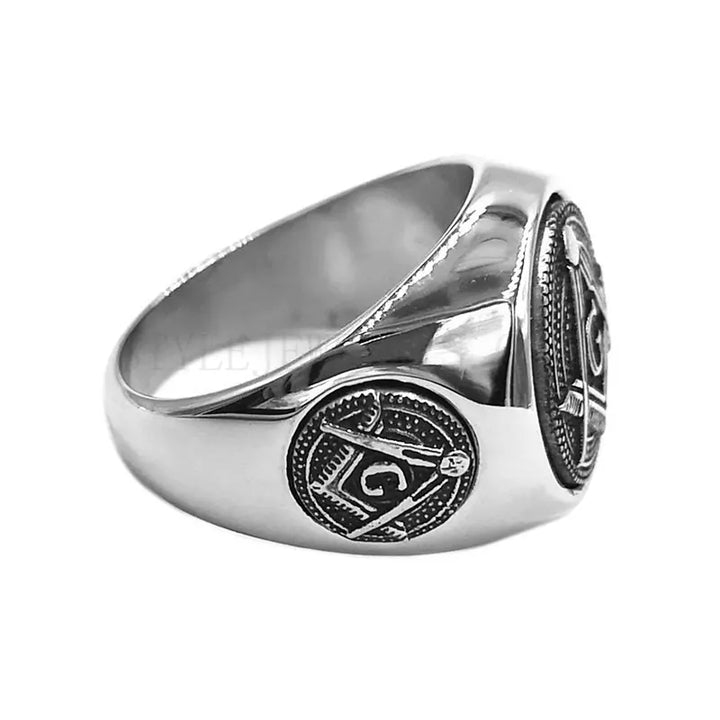 Steel Masonic Ring