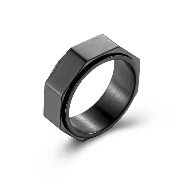 Titanium Spinner Ring - 7 / Black