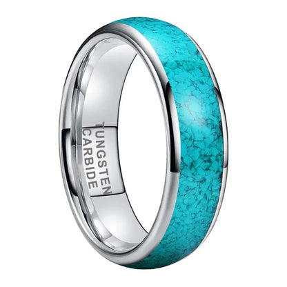 Tungsten Turquoise Ring - 6mm / 4.5 - rings
