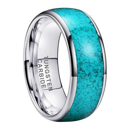 Tungsten Turquoise Ring - 8mm / 6 - rings