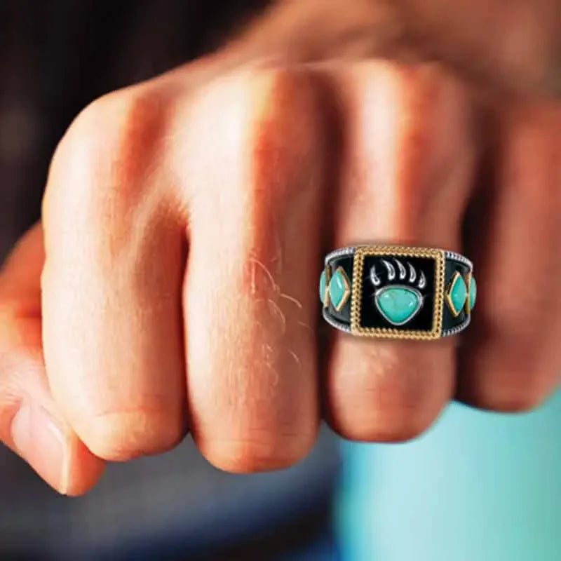 Turquoise Bear Paw Ring