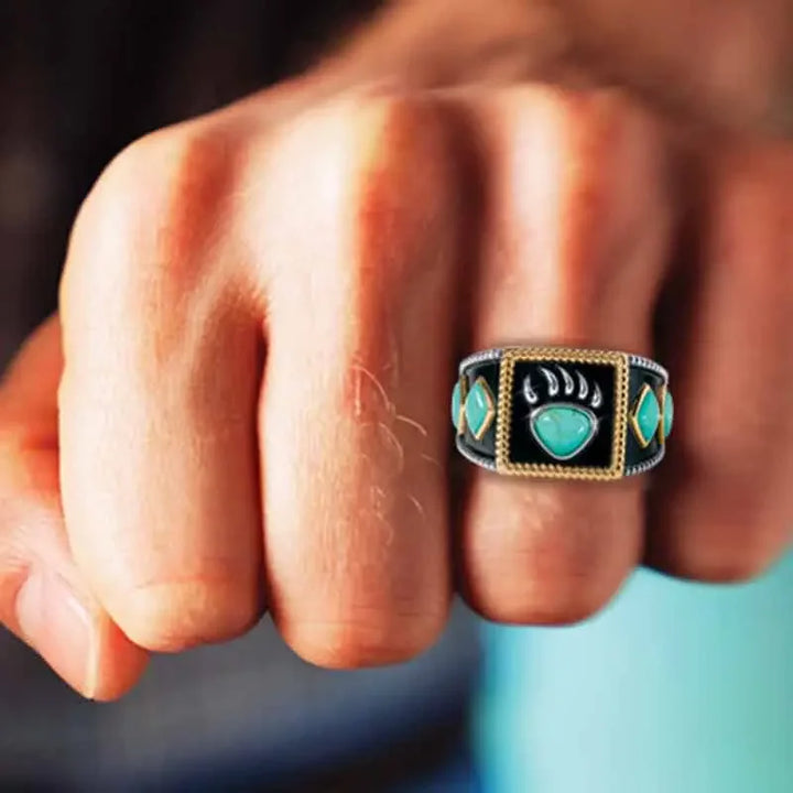 Turquoise Bear Paw Ring
