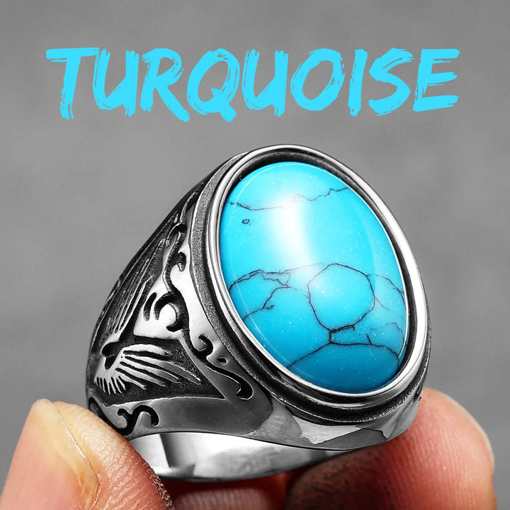Turquoise Carved Ring - Turouise / 13