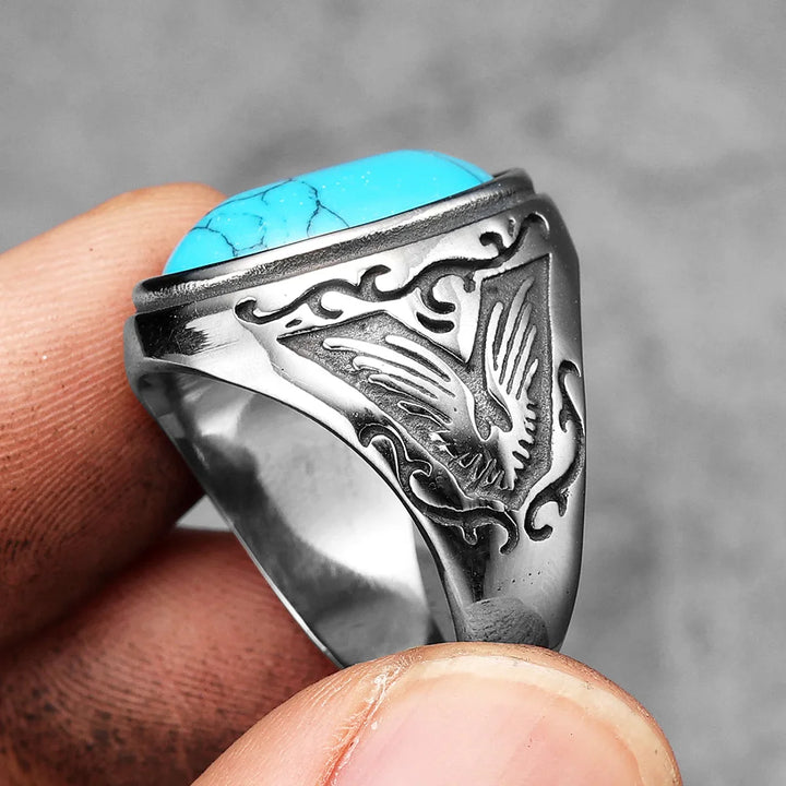 Turquoise Carved Ring