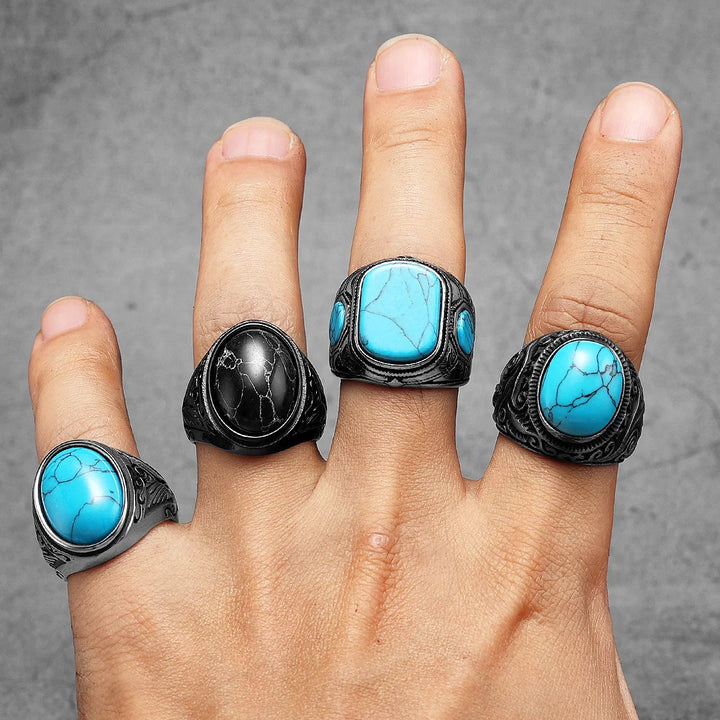 Turquoise Carved Ring
