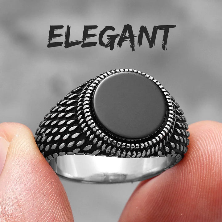 Turquoise Gemstone Ring - Elegant-Black / 7