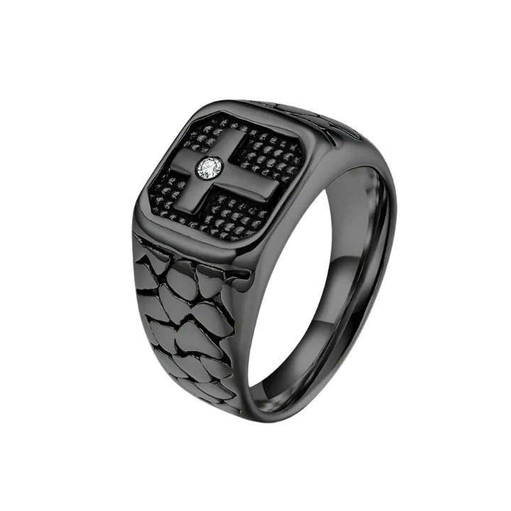 Vintage Cross Ring - black / 11